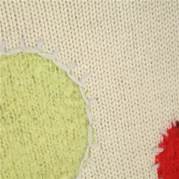 Vintage ort Sve High Collar Angora Rabbit Mixed Color 3D Floral Embroidery Retro Dopane Candy Color Women's Knitwear