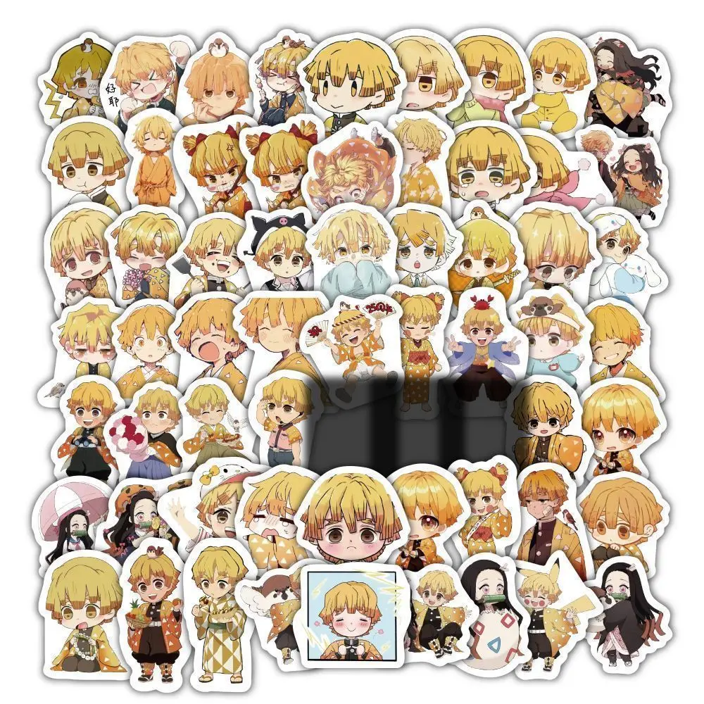 60 Stück Agatsuma Zenitsu Q-Version DIY-Aufkleber für Demon Slayer Cartoon Anime Peripherieartikel Handbuch-Dekoration Poster 2026