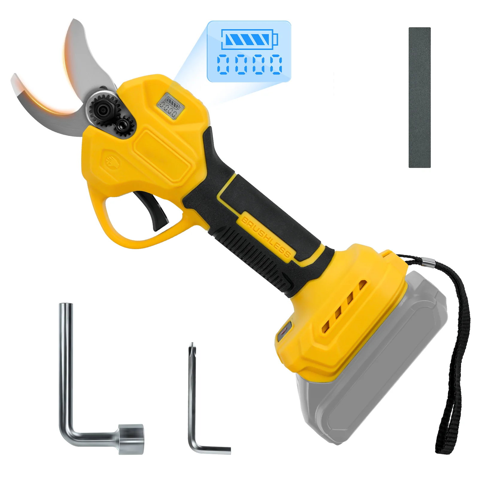 

30mm Brushless Electric Pruning Shears 600W Cordless Garden Scissors with LCD Display for Dewalt 20V Battery (No Battery)