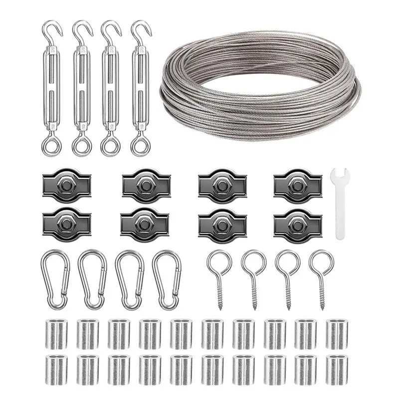 A67P-30M 2Mm Wire Rope,Stainless Steel Garden Wire,With Turnbuckle Wire Tensioner,For Climbing Plants,Fence,String Lights