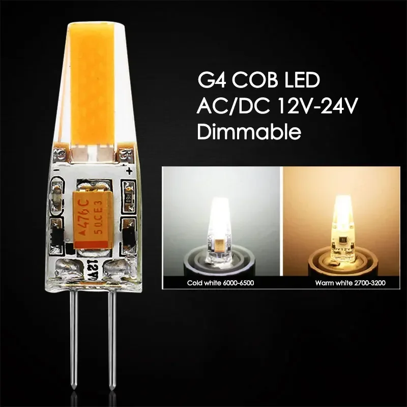 Dimmable Mini G4 LED COB Lamp 6W Bulb AC/DC 12V  Candle Silicone Lights Replace 30W 40W Halogen for Chandelier Spotlight