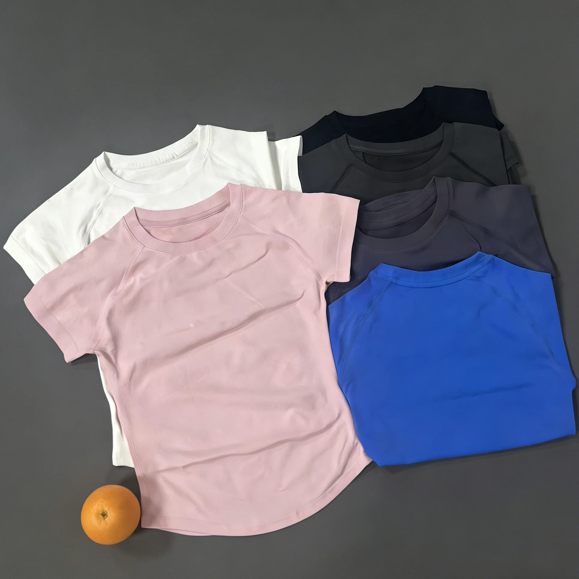 Women Yoga Top Seamless Knitted Quick Dry Breathable Crew Neck Short Sleeve Fitness Gym Running Workout T Shirts