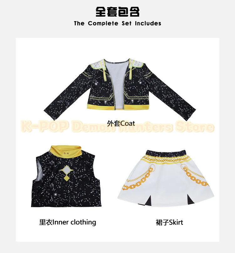 Meisjes Halloween-kostuum RUMI Cosplay Kpop Warrior-kostuum Kerstkleding Idol Group Star Singing en Dancing Artist Suit