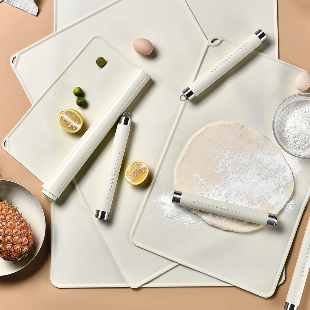 

1Set Multifunction Pastry Mat Silicone Dough Mat Nonslip Bottom Reusable Rolling Pin for Efficient Baking Dough Accessory