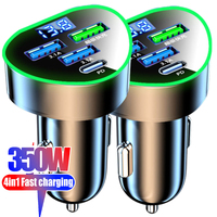 Car Phone Charger USB Type C Super Fast Charge in Car with LED Voltage Monitor for iPhone Samsung Huawei Oneplus Vivo Oppo