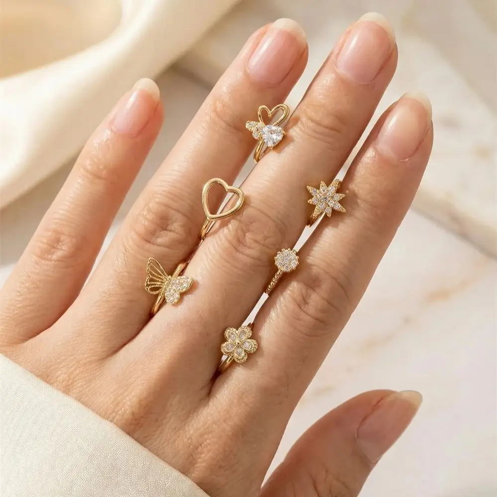 6-teiliges Set mit gemischten romantischen Formen, Nasenklammer ohne Piercing, für den täglichen Gebrauch, Party-Mode-Accessoire für Frauen, heißer Verkauf, trendiges Ornament