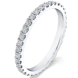 DEZO Moissanite Eternity Wedding Band Brilliant Round 2mm D Color Stacking Rings For Women 925 Sterling Silver Jewelry