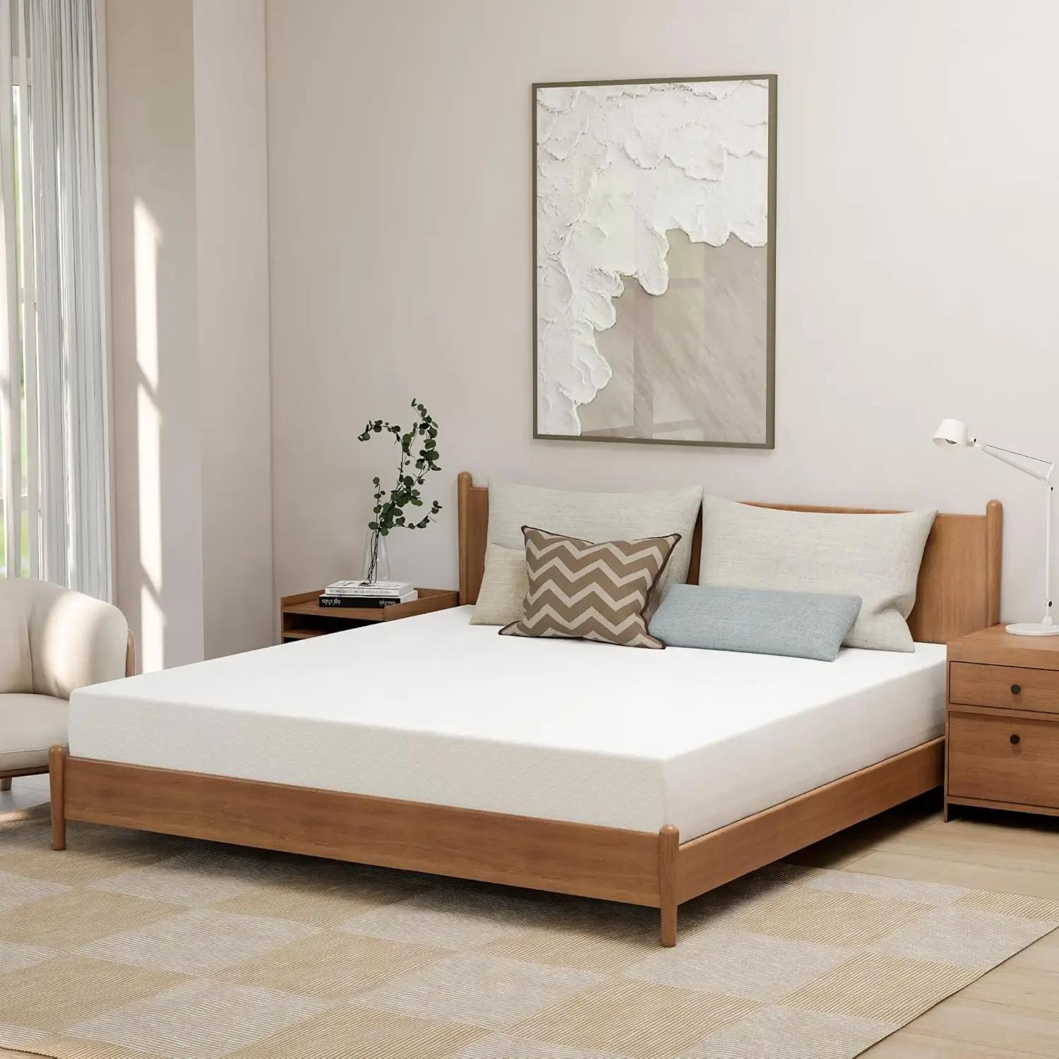 

10 Inch King Green Tea Cooling Gel Memory Foam Medium Firm Mattress Pressure Relief CertiPUR-US Certified Mattress-in-a-Box for