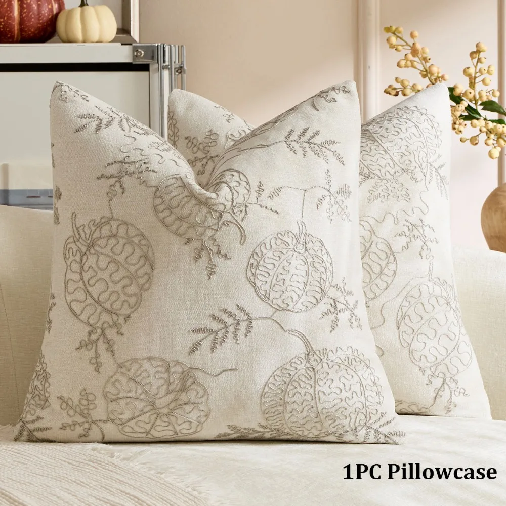 45*45CM Pumpkin Maple Leaf Pillowcases String Embroidery Sofa Decor Throw Pillow Cases Soft Creative Pillow Protectors