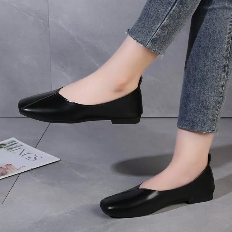 

NEW Genuine Leather Single Shoes Women Flats Lazy Apricot Ol Shoes Autumn New Summer Casual Shoes Female Flats Summer Fashion