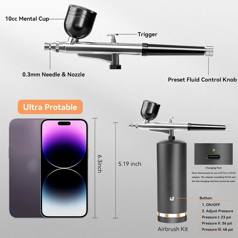 Kit de brosse à air haute pression aste sans fil avec compresseur, 48PSI, non Evergging, meilleures offres