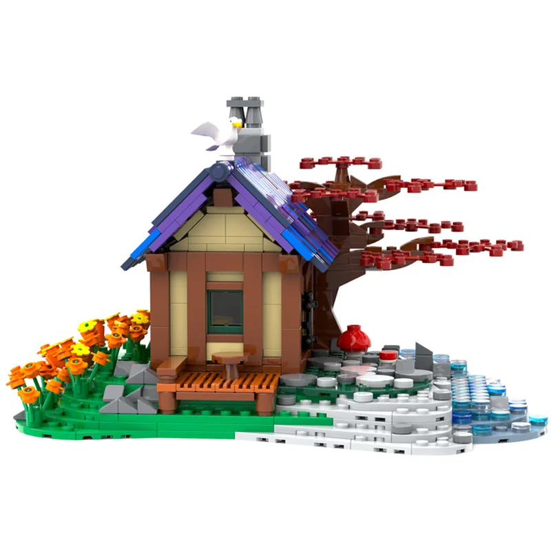 843 elementy MOC Tiny House At The Sea Klocki Konstrukcyjne Prezent Świąteczny Zabawka DIY Rozwijająca Cierpliwość i Koncentrację