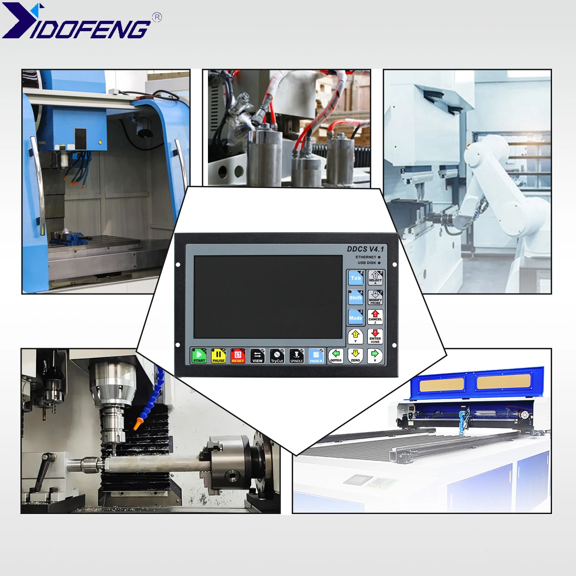 4 Axis DDCS V4.1 G-Code System CNC Stand Alone Offline Controller 500KHz + 4 Axis Electronic MPG Handwheel