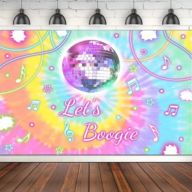 Tie Dye Photography Backdrop For Dance Party Decor Rainbow Birthday Supplies Disco Ball Let's Crazy Glow Prom Music Background