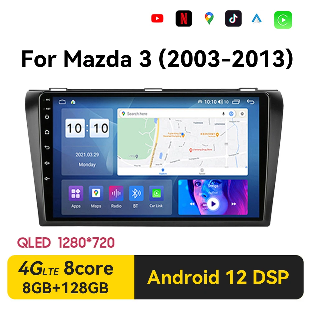 

Автомагнитола на Android 12 DSP, мультимедийный видеоплеер, навигация GPS, стерео для Mazda 3 2003-2013 Mazda3 2din, головное устройство Carplay