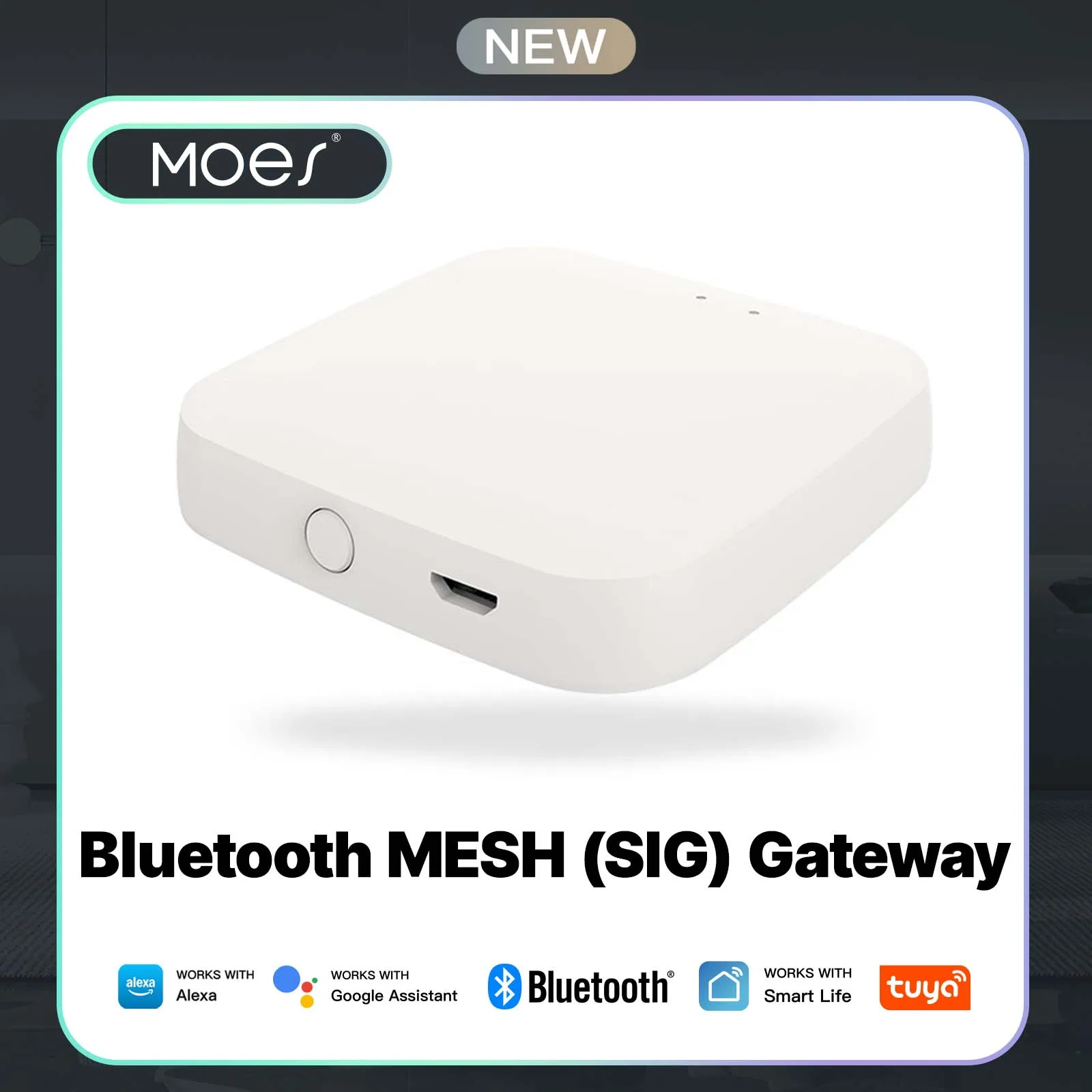 

MOES Smart Gateway,SIG Mesh & Bluetooth Hub, Works with Alexa & Google Home, Tuya Smart Life App Remote Control, WiFi Connection