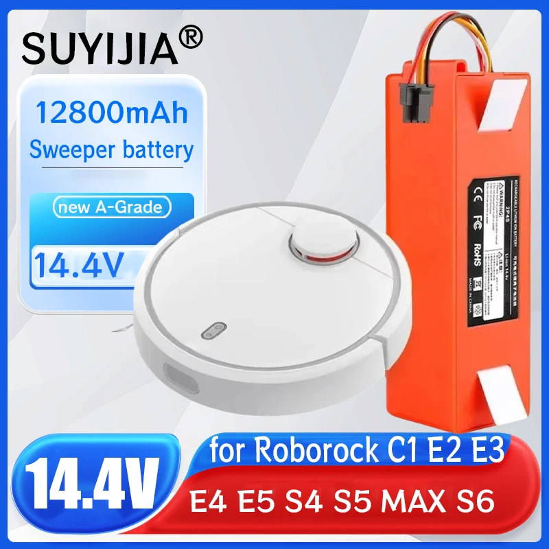 Original 14.4V 9800mAh Robotic Vacuum Cleaner Replacement Battery for xiaomi Roborock C1 E2 E3 E4 E5 S4 S5 MAX S6 Pure Accessory