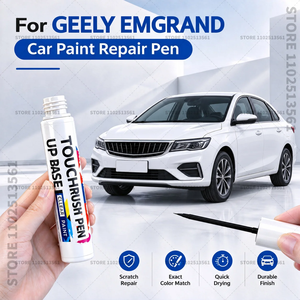 For GEELY EMGRAND White Black Car Scratch Remover Paint Pen Touch Up Marker for Auto Body Repair Door Bumper Fender Accessories