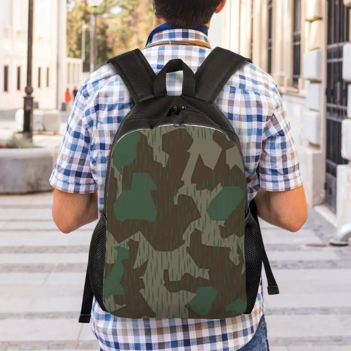 WW2 Germany Military Splinter Camo Splittertarn Camouflage Backpack Student Boys Girls BookBag School Bag Computer Shoulder Bags