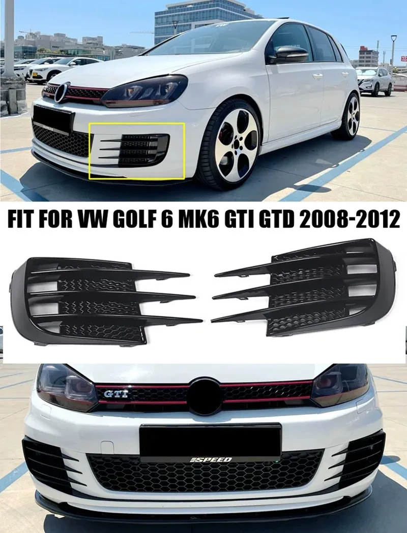 

Car Front Foglight Frame Cover For Volkswagen VW Golf6 MK6 GTI GTD 2008-2012 Wind Knife Grille Air Vent Spoiler Car Accessories