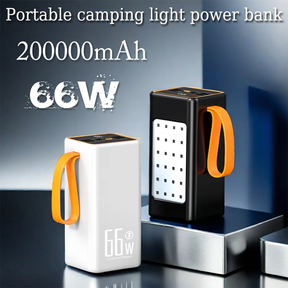 

66W 200000mAh Power Bank Large Capacity PD20W Powerbank Portable Fast Charger External Battery For iPhone Xiaomi Samsung