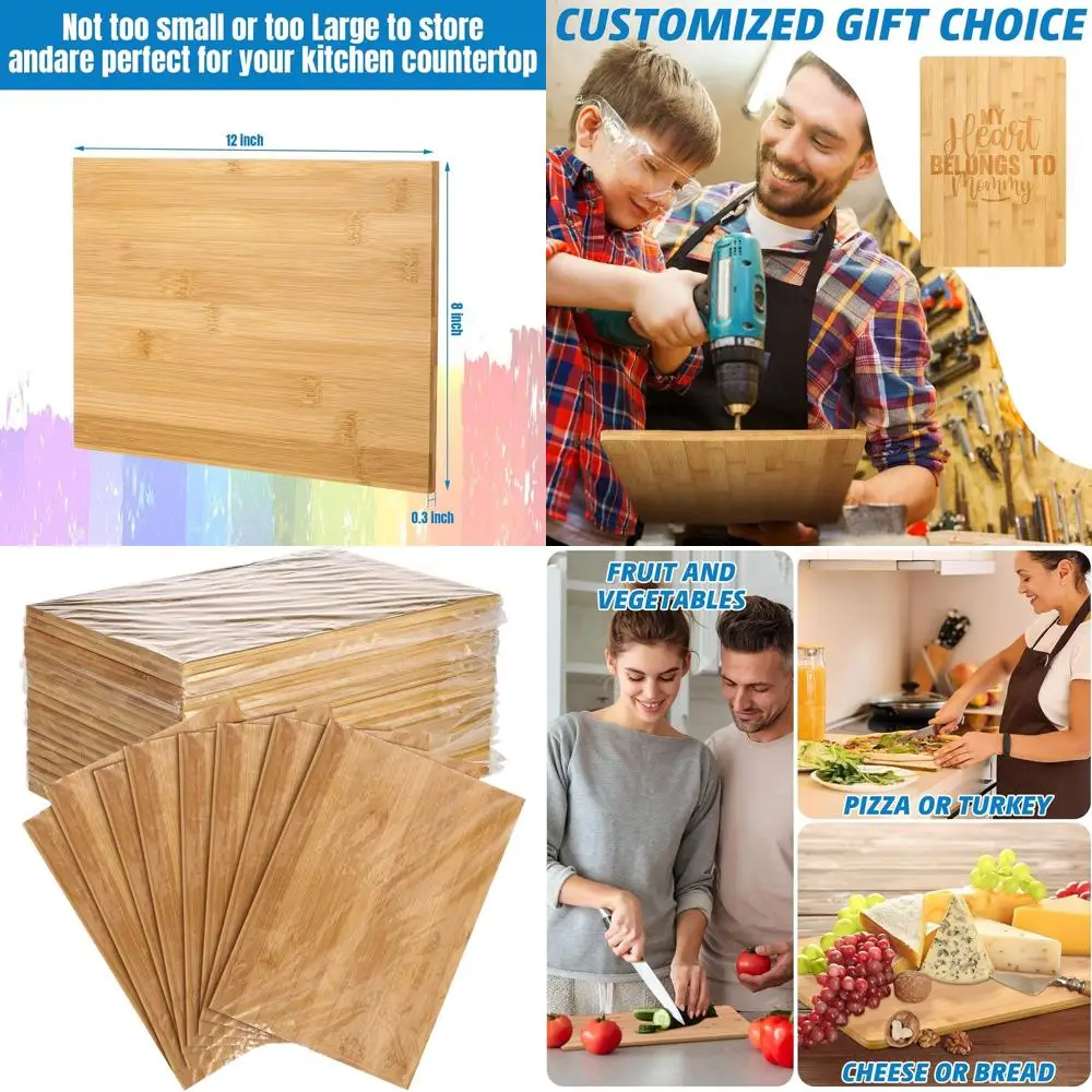 

Set of 18 Large Bamboo Cutting Boards for Kitchen - Ideal for Meat, Cheese, Bread, and Vegetables (12 x 8)