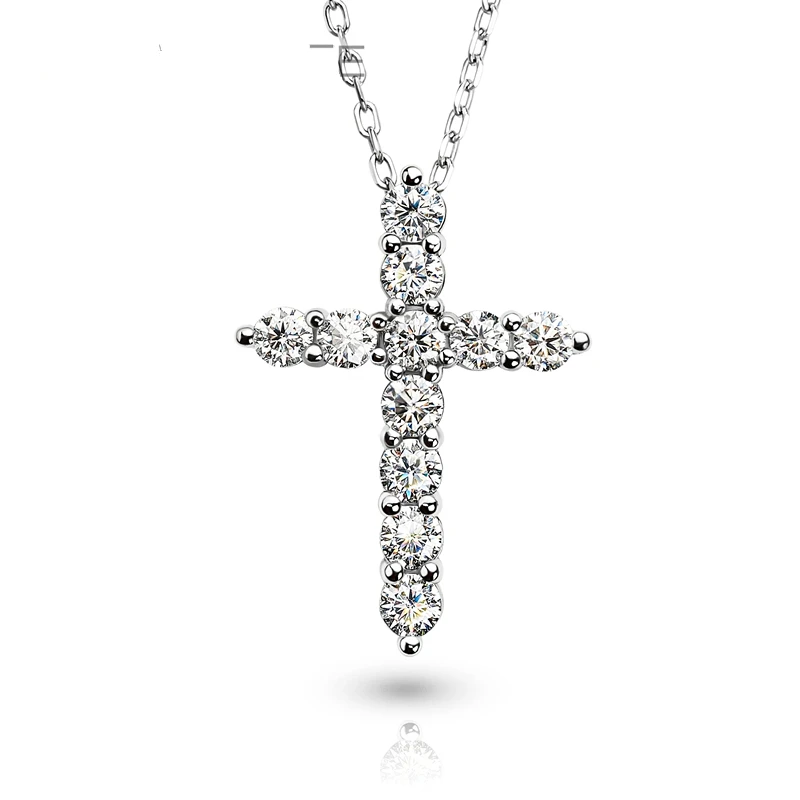 

GIGAJEWE Cross Pendant 0.1ct*11 3mm white pink blue red yellow color 18K gold white Plated 925 Silver Moissanite Necklace