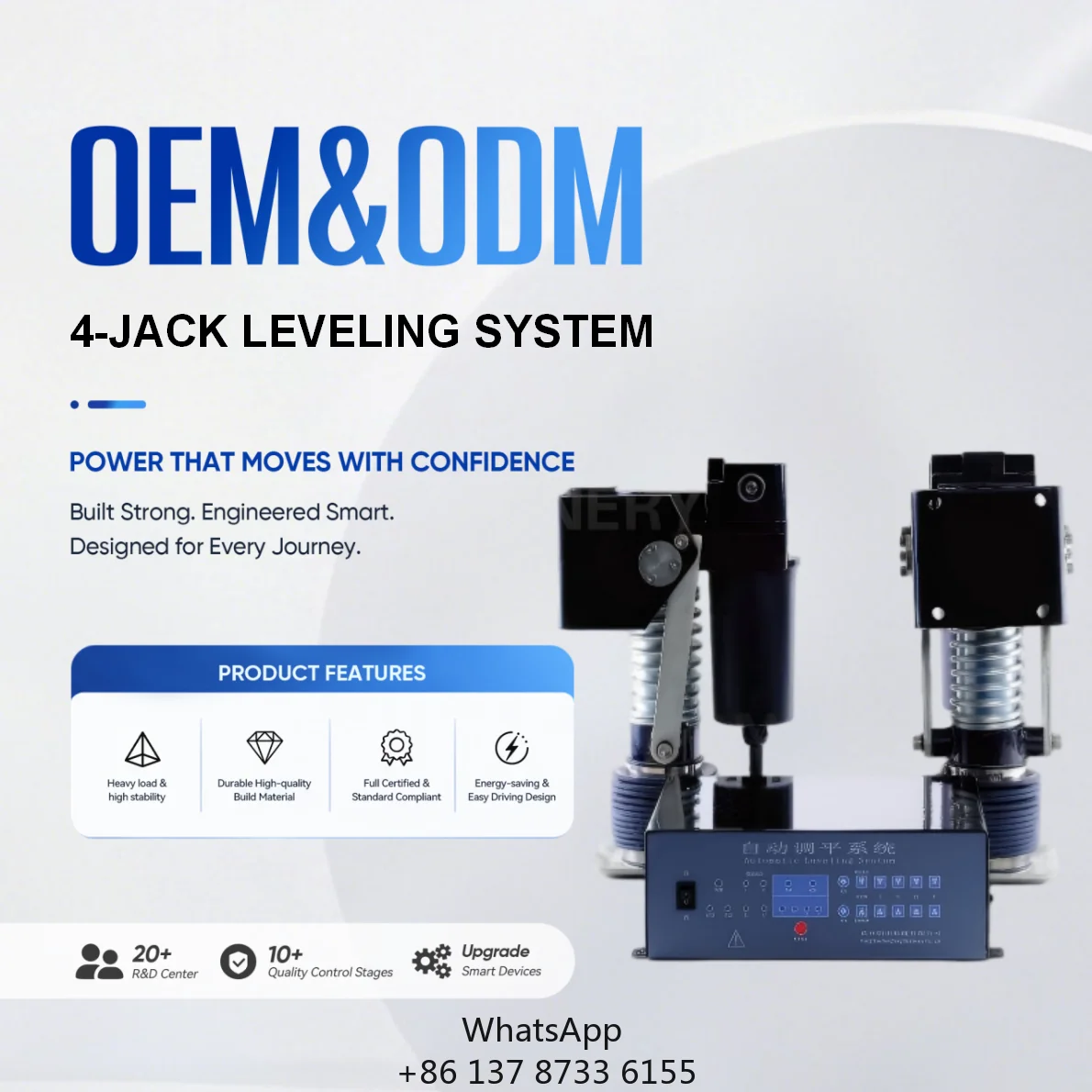 New DC12V 4T Four Jacks Light Capacity Auto Electric Leveling System With Remote For Trailer Parts Replacement/Repair