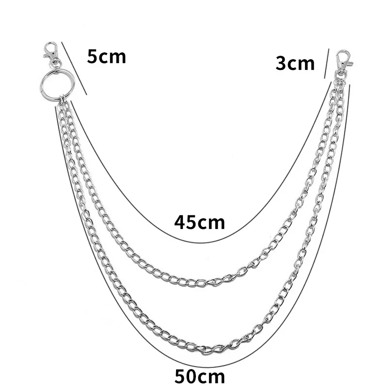 1/2/3 Size Metal Belt Chain HipHop Rock Punk Hook Trousers Pant Waist Link Metal Wallet Chain Keychain Ring Clip Keyring Jewelry image 4