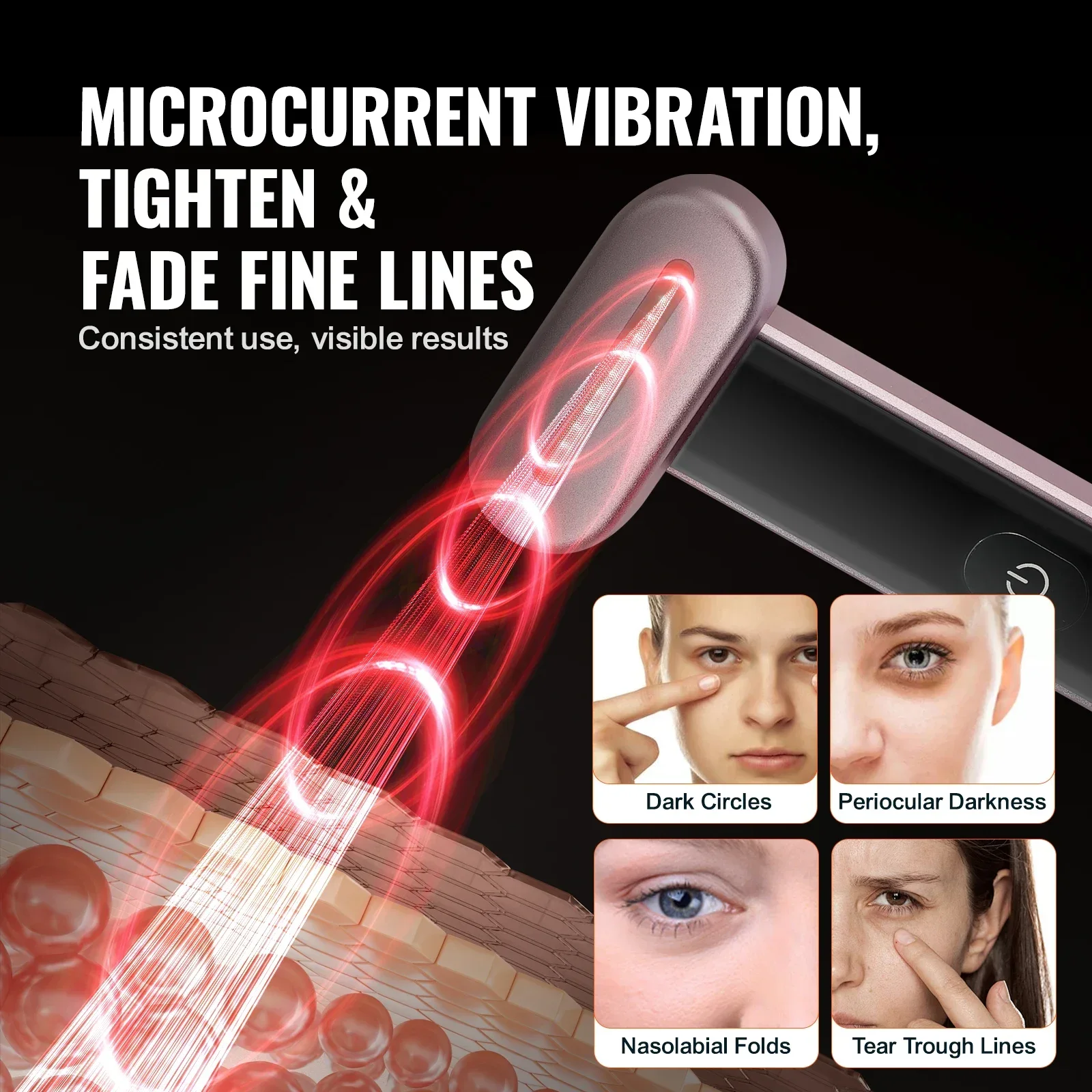7Color LED Facial Wand Red Light Therapy Device With Heatig Therapy Microcurrent Vibrating Massage, Portable LED Beauty Wand 3