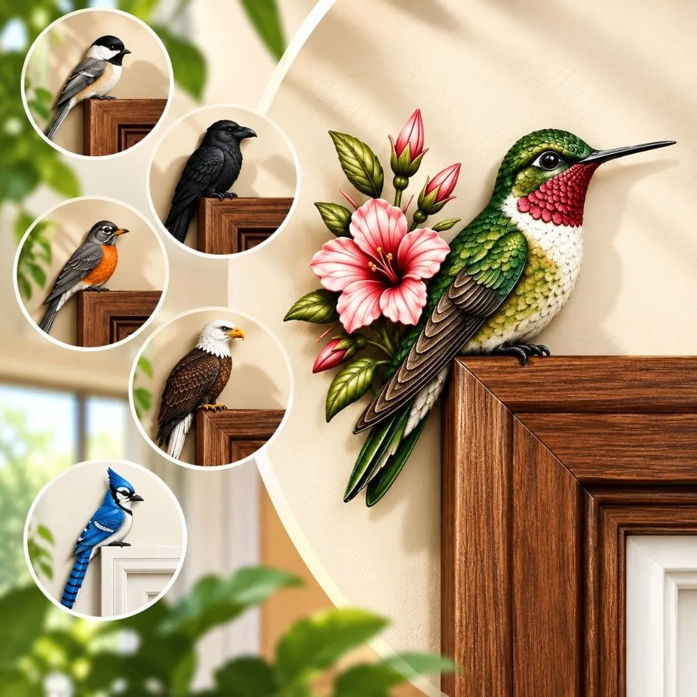 Unique Wooden Animal Door Decor Adorable Bird Shape Door Top Design Bird Themed Ornaments Hanging Wall Ornaments Door Decoration