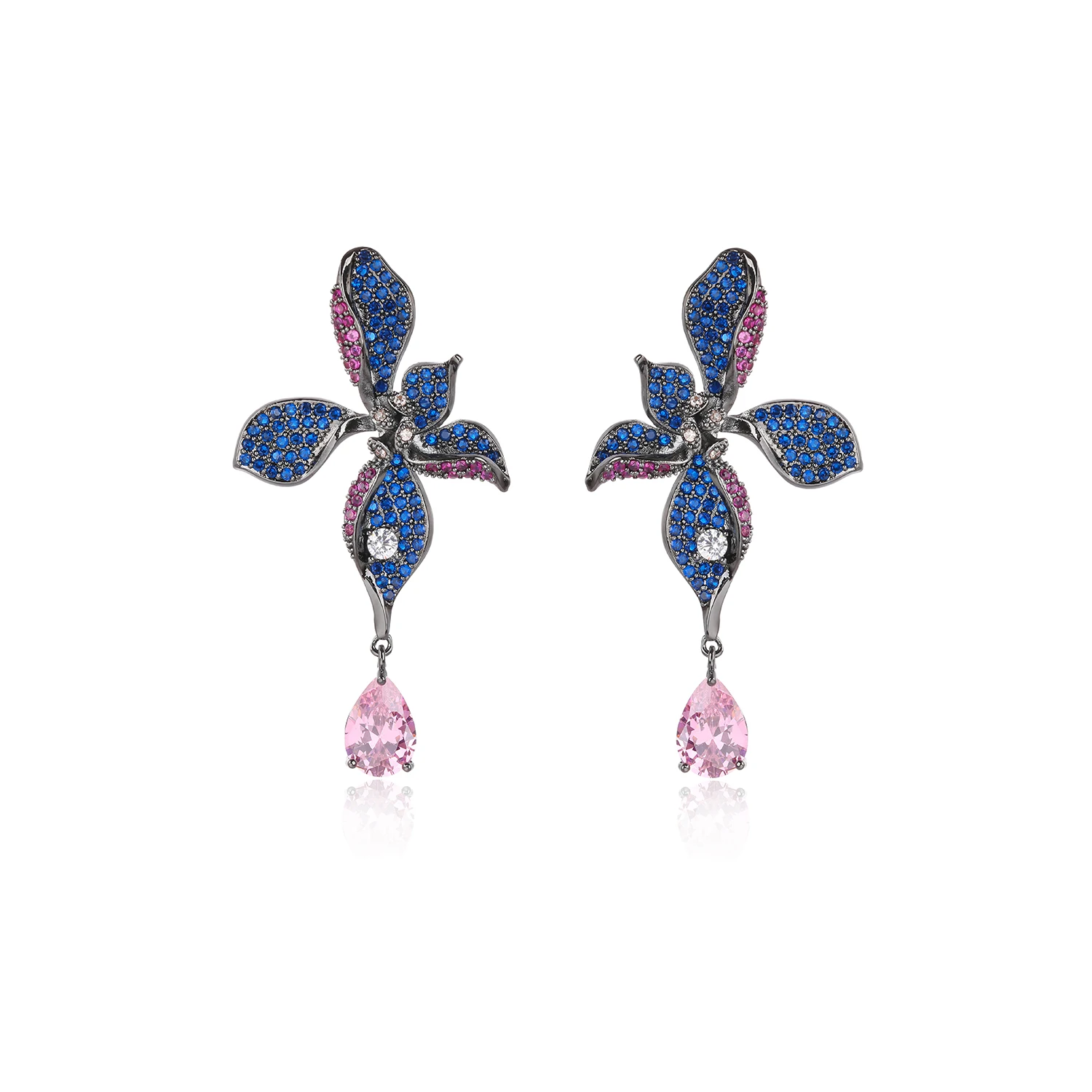 Cubic Zircon Flower Dangle Earring for Women,Crystals Girls Party,Crystals Water Drop Dangler Jewelry CE11866