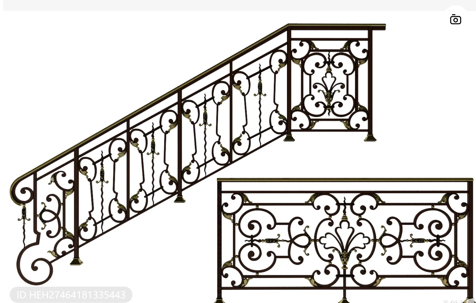 Luxury Wrought Iron Railing Balcony Balustrade Staircasee Handrail Design