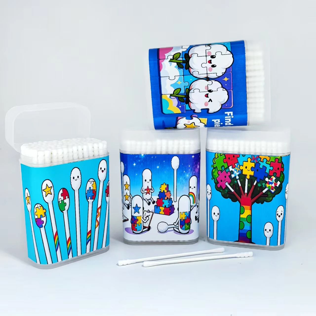 400개 자폐증 관리 심리학 시리즈 요소 면봉, 양면 나사형 원형 미세 축 면봉