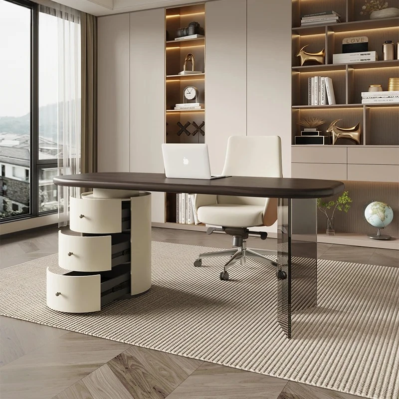 Minimalist Home Study Desk Premium Walnut Light Luxury Modern Desk