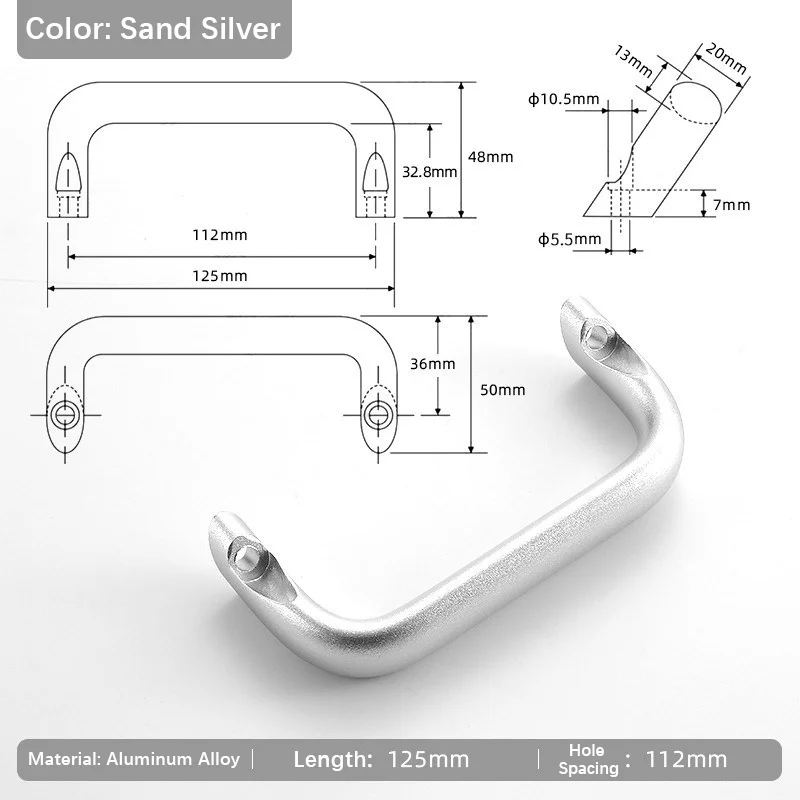 1pc Aluminum Alloy Angled Offset External Pull Handle Skewed Elliptical Sloped Surface Load-Bearing for Industrial Machine Tools