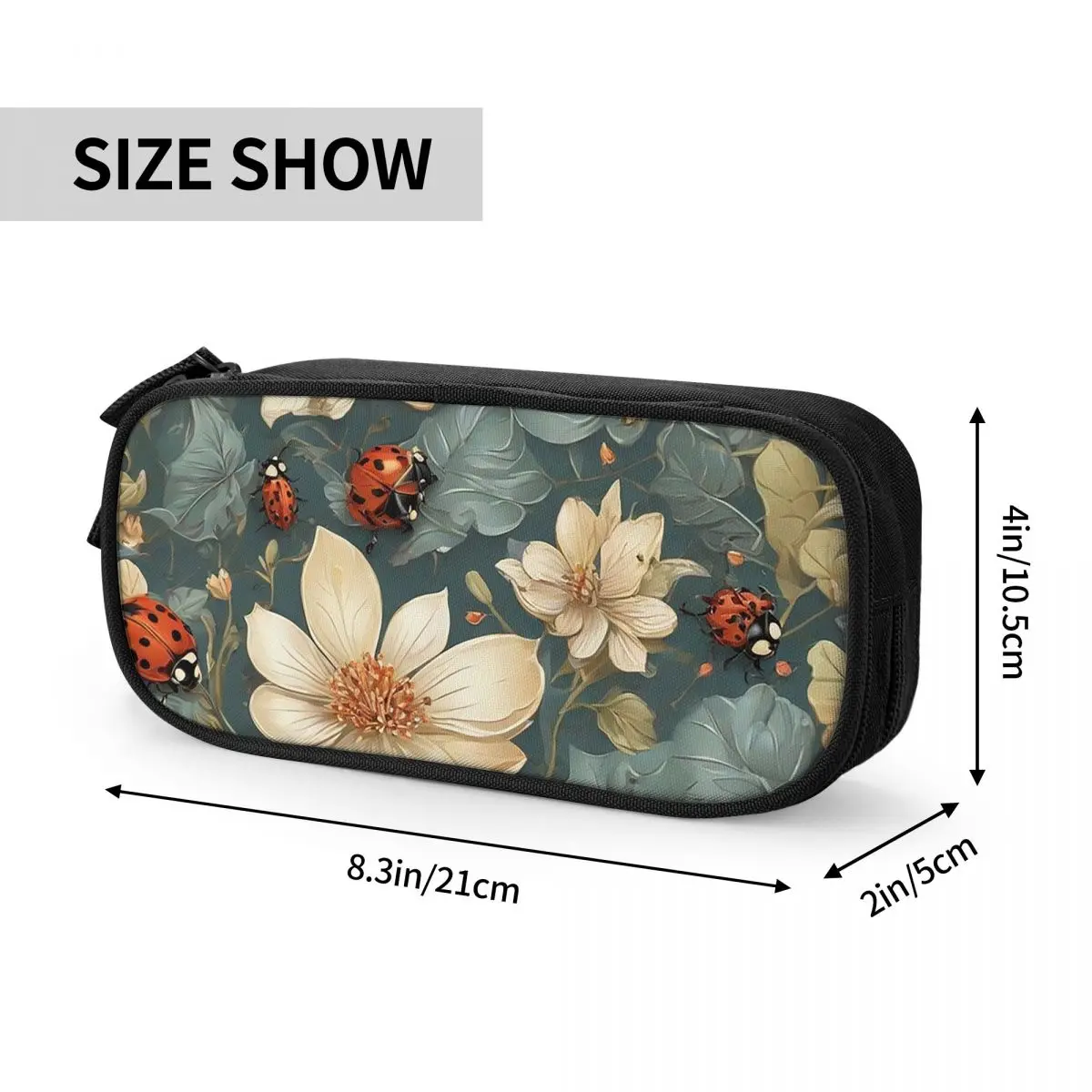 Seven Spot Ladybug Pattern Pencil Cases for Students School Pen Box Pencil Bag Big Capacity Pencil Pouch
