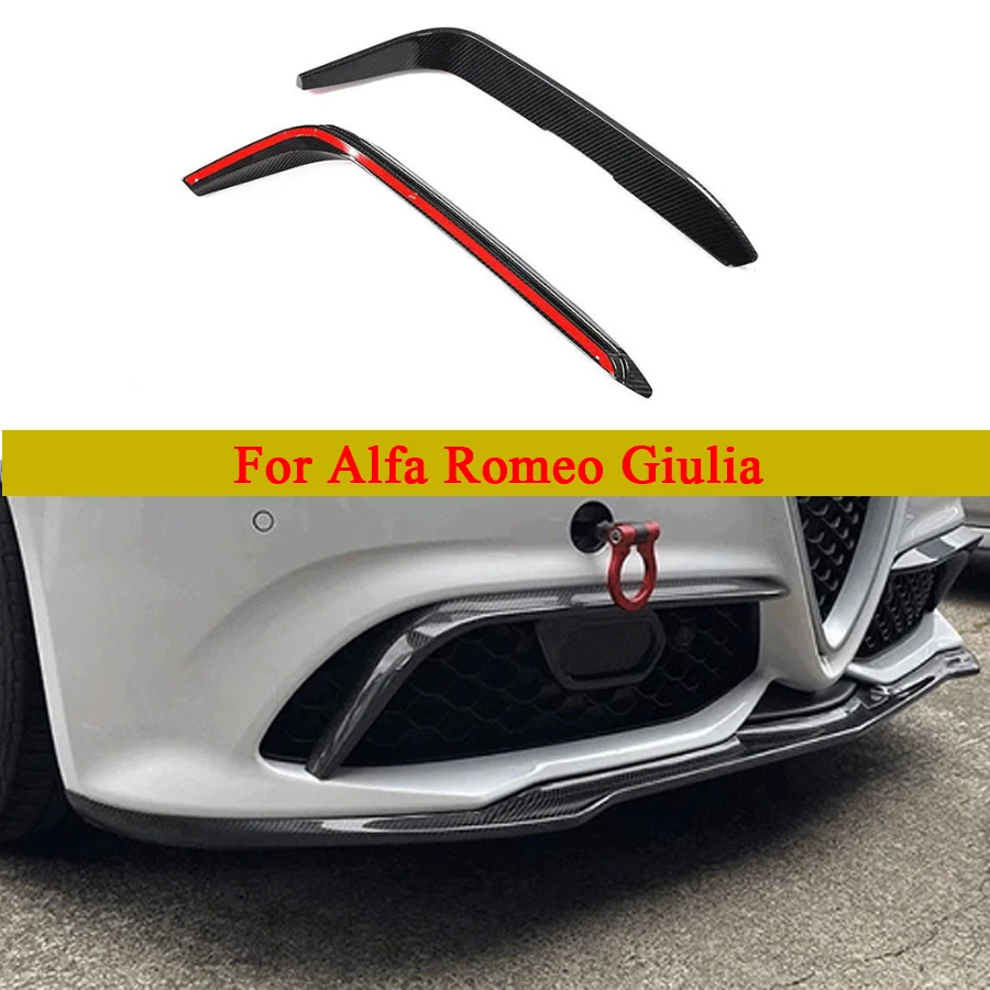 

For Alfa Romeo Giulia 2015+ Carbon Fiber wind knife Front Bumper Side Splitter Car Wind Blade Trims Car Accessories body kit
