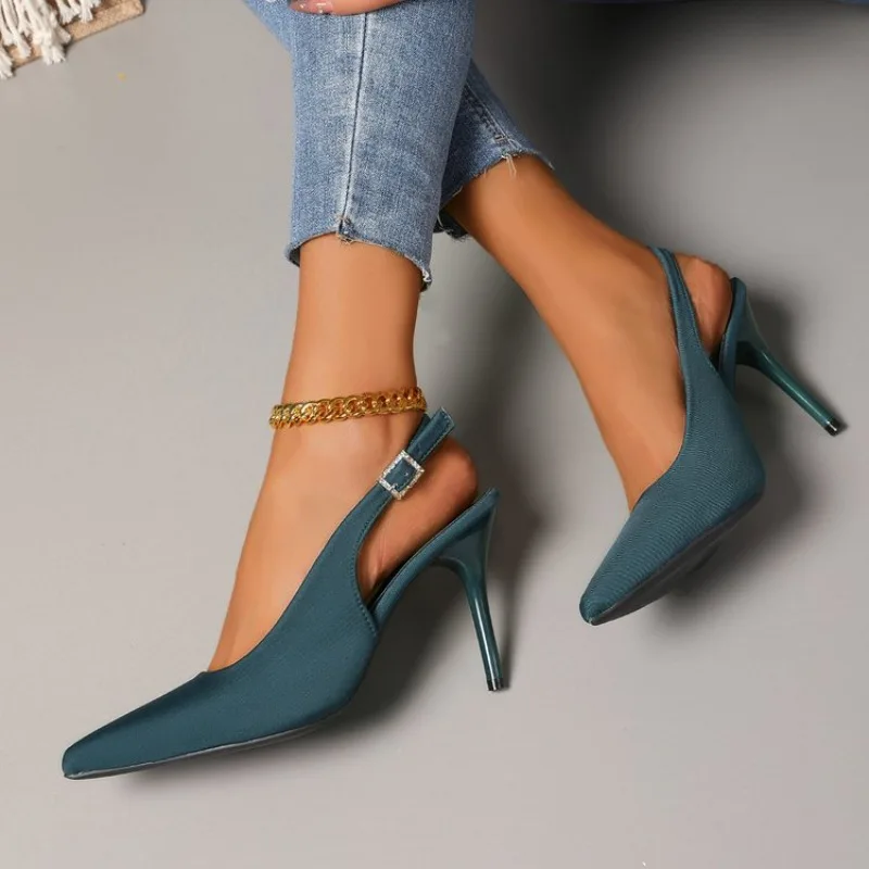 Leopard Print Women's Shoes 2026 Summer New Item with Exposed Heel and Mixed Strap High Heels Pointed Women's Sandals
