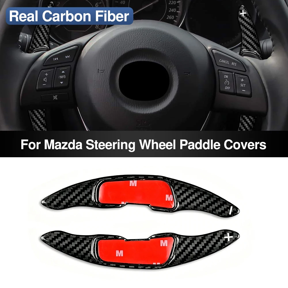 

Hard Carbon Fiber Steering Wheel Paddle Shifters For Mazda 3 Axela CX 5 2014-20 Shift Extension Cover Trim Interior Accessories