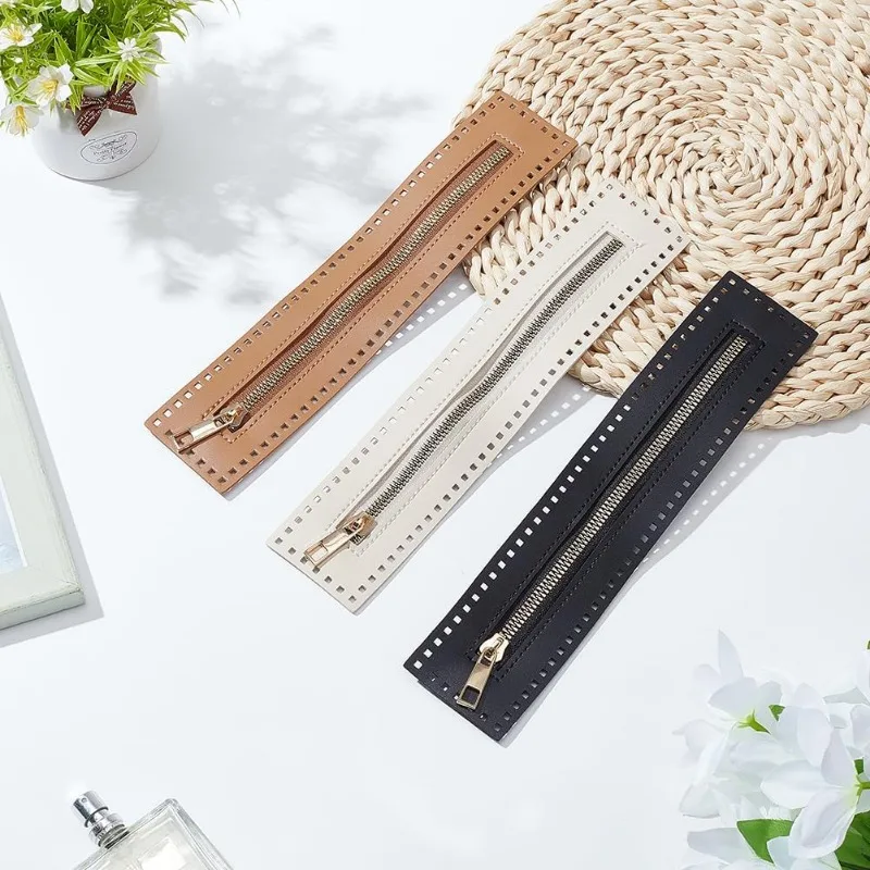 3 Colors PU Leather Zipper for Sewing 27cm Length Handbag Metal Separating Zippers Frames Bags Accessories for Knitting Crochet