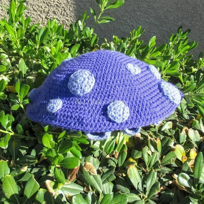 Knit Bucket Hat for Women Funny Mushroom Hat Elegant Crochet Winter Hat Fashion Fisherman Children Costume Headwear