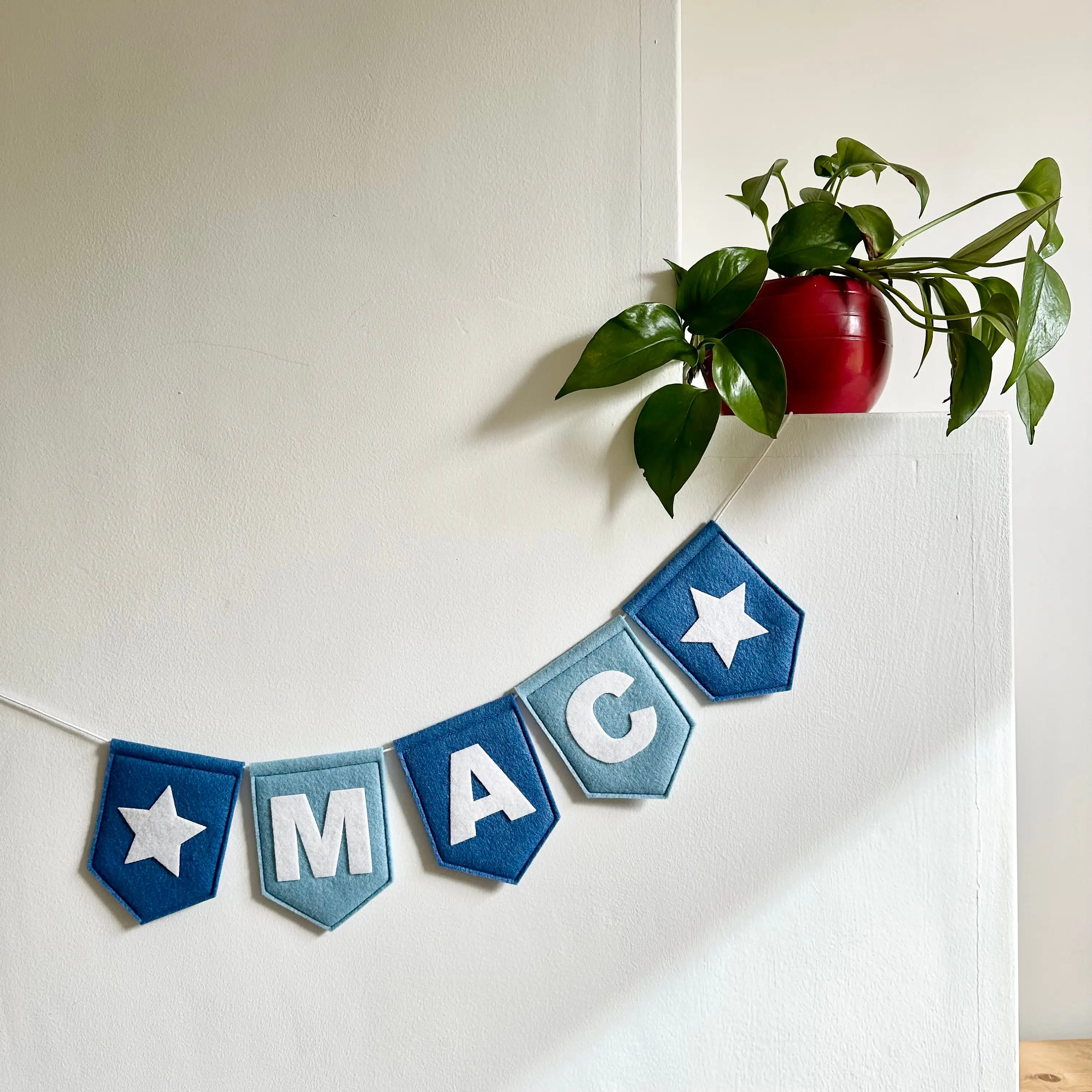 Baby Nursery Bunting - Personalized Blue Felt Name Bunting Garland