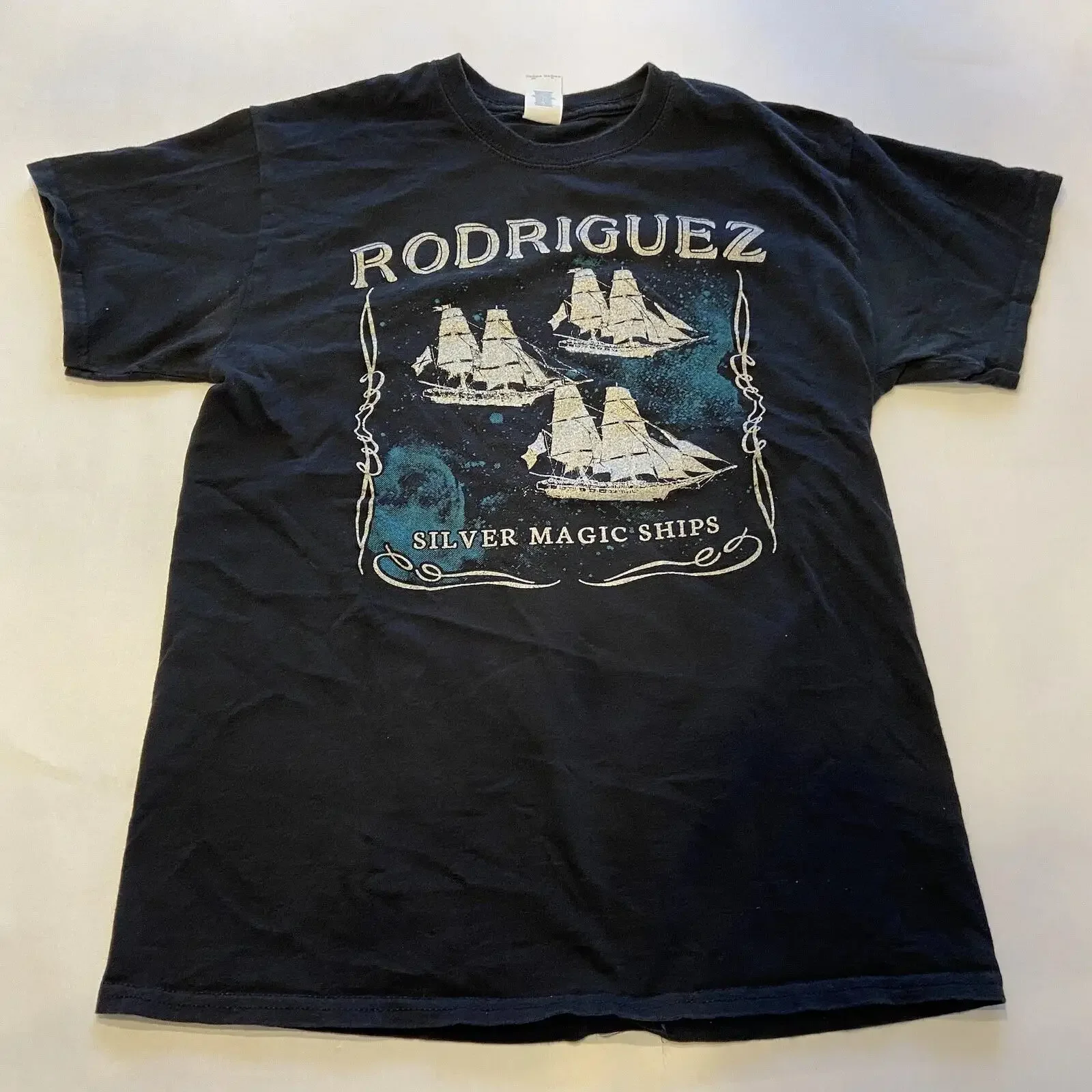 Sixto Rodriguez Sugar Man Silver Magic Ships Black T Shirt Sz M vintage Washed streetwear Stretched fashion designer clothes