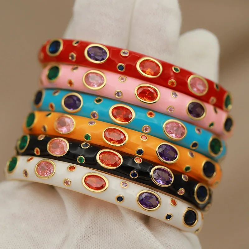 New Sight Design Multicolor Crystal Beads Bangles&bracelets for Women Fashion Brand Jewelry Zirconia Bangles Accessories