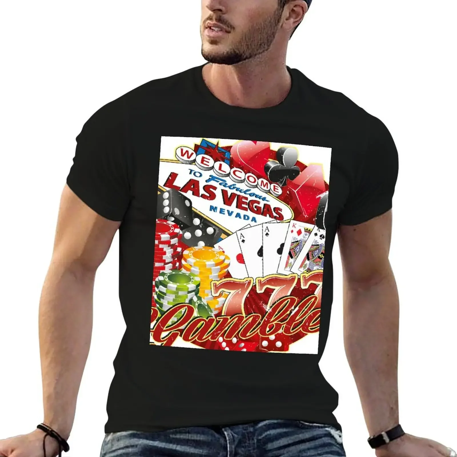 

Las Vegas Casino Gambler T-Shirt summer clothes graphic shirts men tshirt