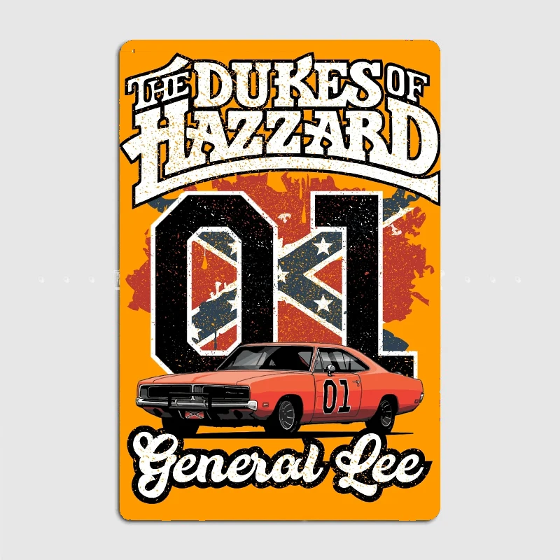 ملصق General Lee Dukes Hazard معدني من القصدير، شاحنة داخلية وخارجية، بار منزلي، ديكور جدار المطبخ والقهوة #1