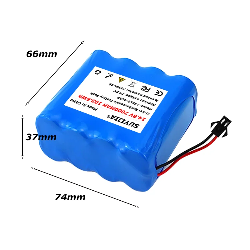 14.8V 7000mAh 4S2P lithium battery pack 18650 battery with BMS for LED night fishing lamp heater miner's lamp amplifier battery