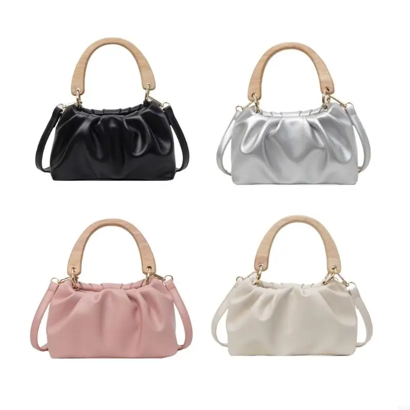 

Women Ruched Shoulder Bag Large Capacity Crossbody Bag Simple Messenger Bag PU Leather Handbag Shopping Dating Bag