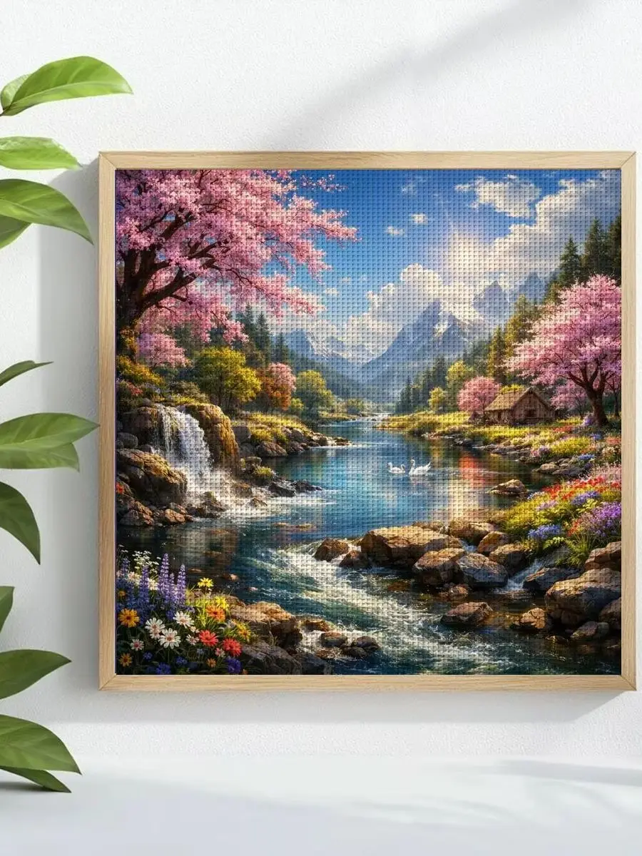 1 Stück 30x30 cm/11,8 Zoll Herbsttag Gestempeltes Kreuzstich-Set DIY-Kit 11/14/16CT DIY-Stickset DIY-Kreuzstich-Set – Detail 1